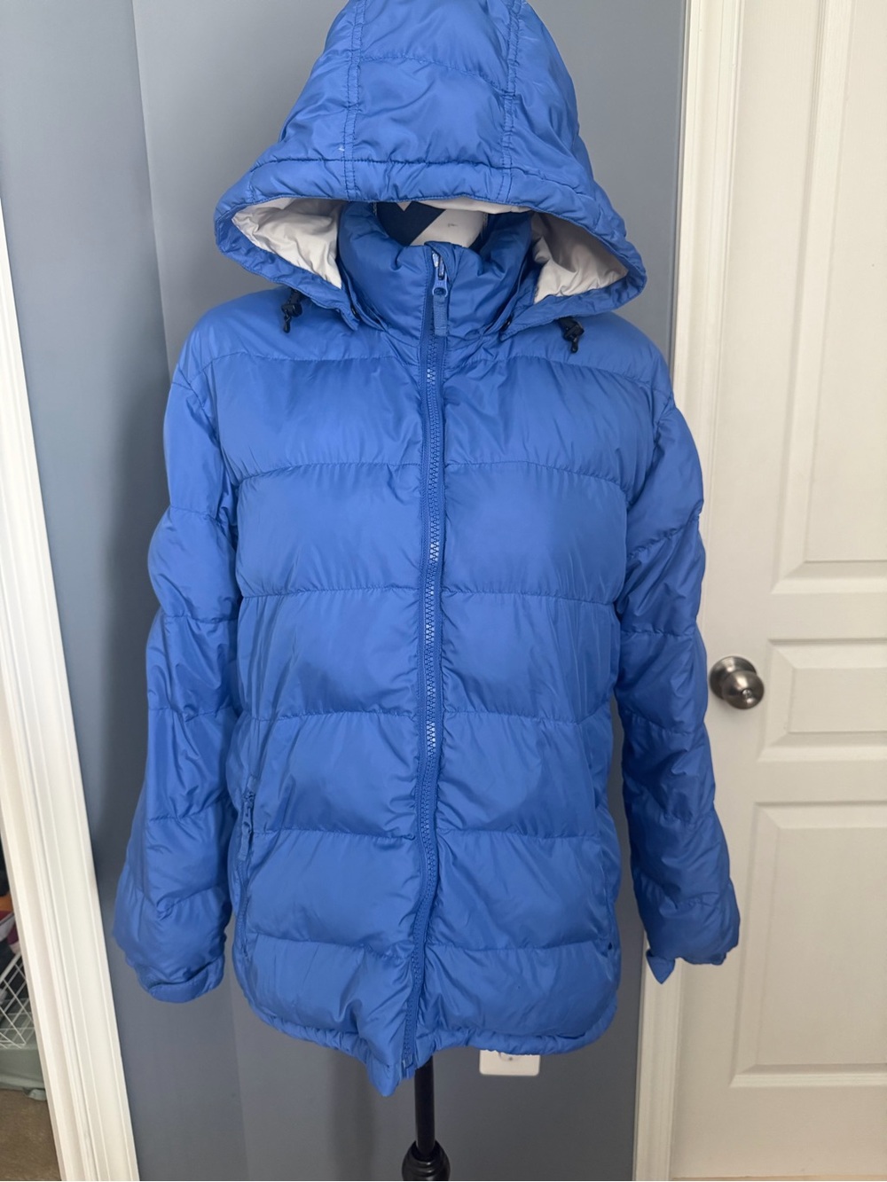 Lands' End Bright Blue Quilted Hooded Puffer